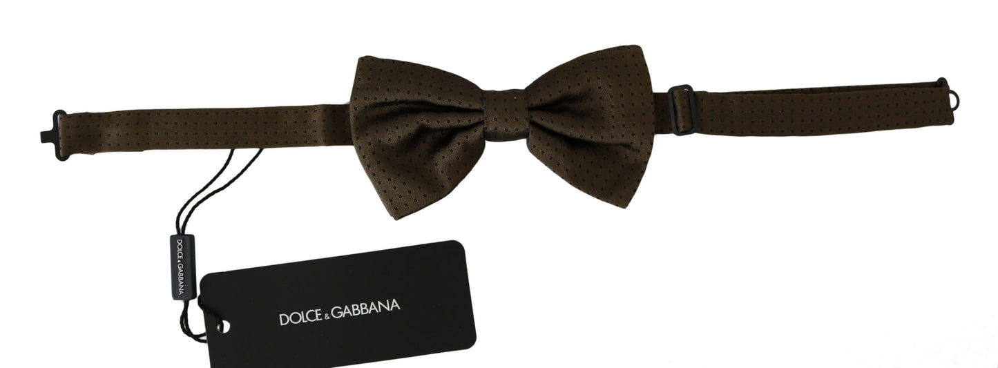 Dolce &amp; Gabbana – Braune Fliege aus Seide mit Punkten und verstellbarem Halsausschnitt, Papillon für Herren