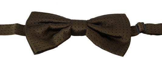 Dolce &amp; Gabbana Brown Polka Dots Silk Adjustable Neck Papillon Men Bow Tie