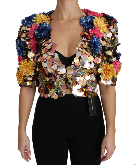 Dolce &amp; Gabbana – Mantel mit Blumenmuster und Kristallpailletten