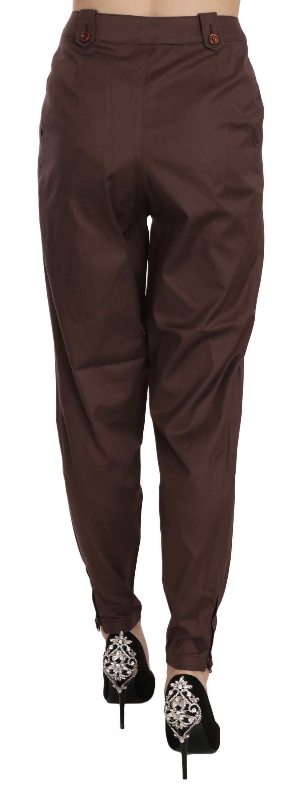 Just Cavalli – Braune, schmal zulaufende Anzughose mit hoher Taille