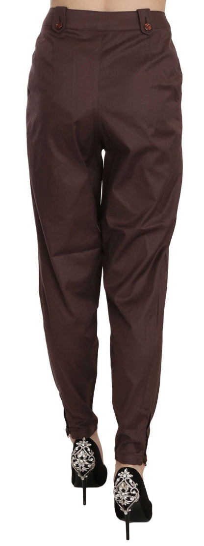 Just Cavalli – Braune, schmal zulaufende Anzughose mit hoher Taille