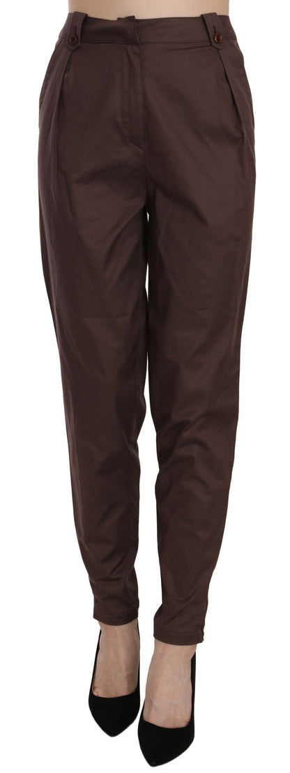 Just Cavalli – Braune, schmal zulaufende Anzughose mit hoher Taille