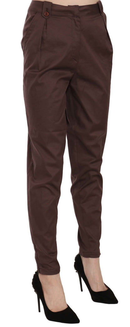 Just Cavalli – Braune, schmal zulaufende Anzughose mit hoher Taille