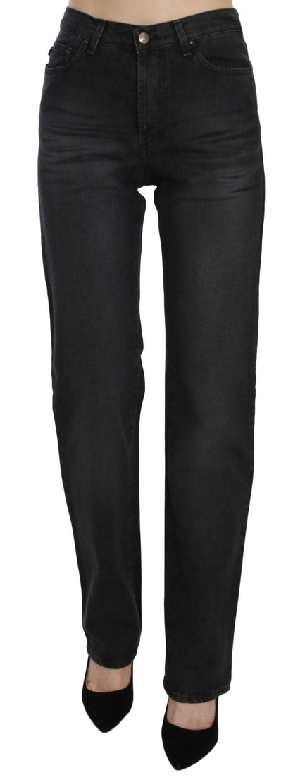 Just Cavalli – Schwarze, verwaschene Jeans mit hoher Taille und geradem Schnitt