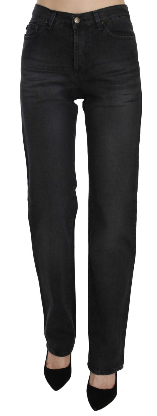 Just Cavalli – Schwarze, verwaschene Jeans mit hoher Taille und geradem Schnitt