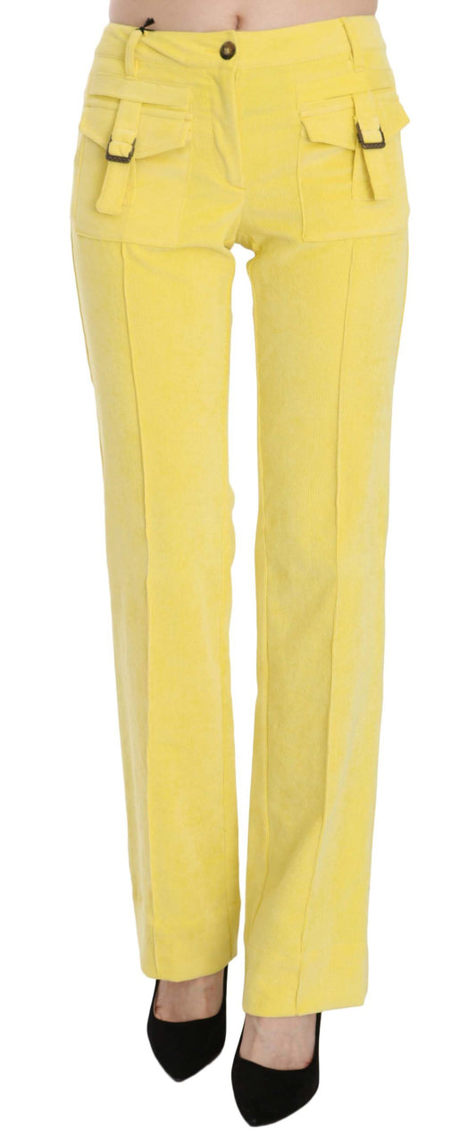 Just Cavalli Gelbe Cordhose mit mittlerer Taille und geradem Bein