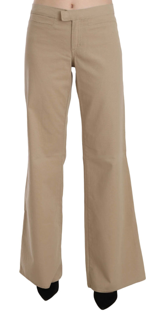 Just Cavalli – Schlaghose aus Baumwolle mit mittlerer Taille in Beige