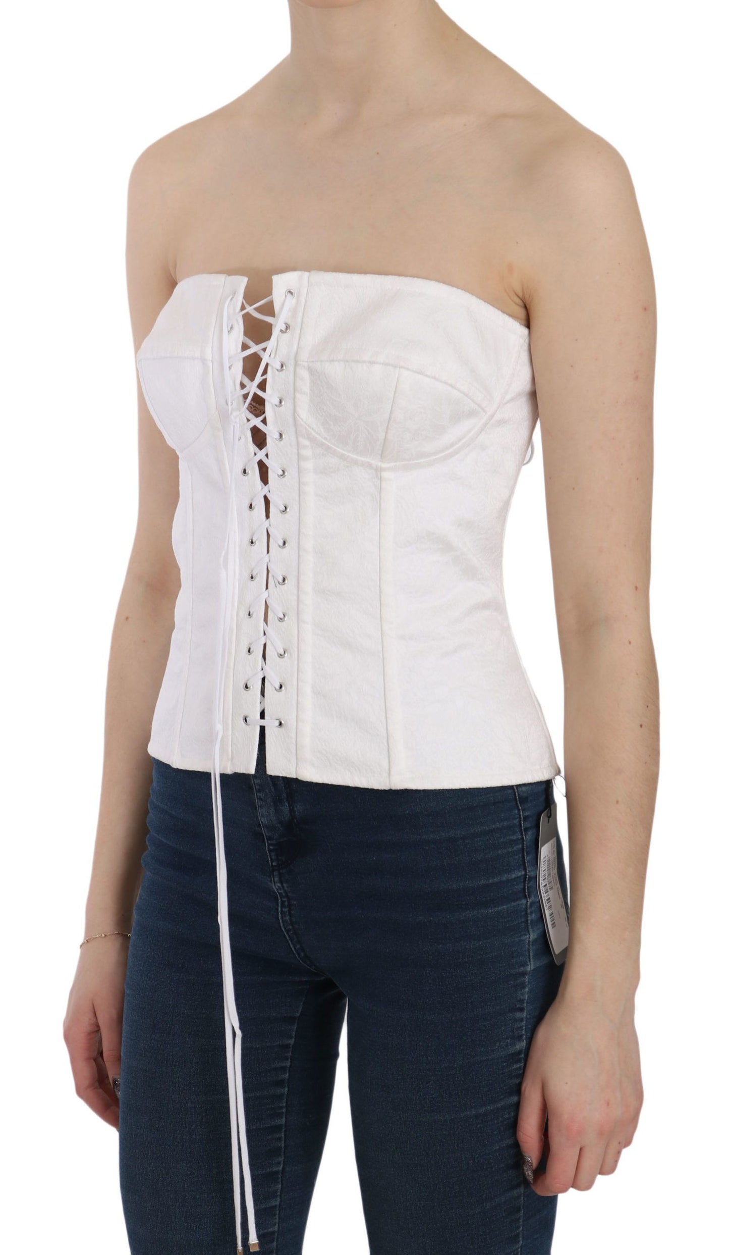 Dolce &amp; Gabbana Weißes PALERMO-Bustier-Top-Korsett aus Baumwolle