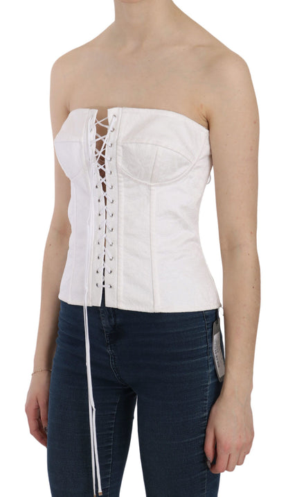 Dolce &amp; Gabbana Weißes PALERMO-Bustier-Top-Korsett aus Baumwolle
