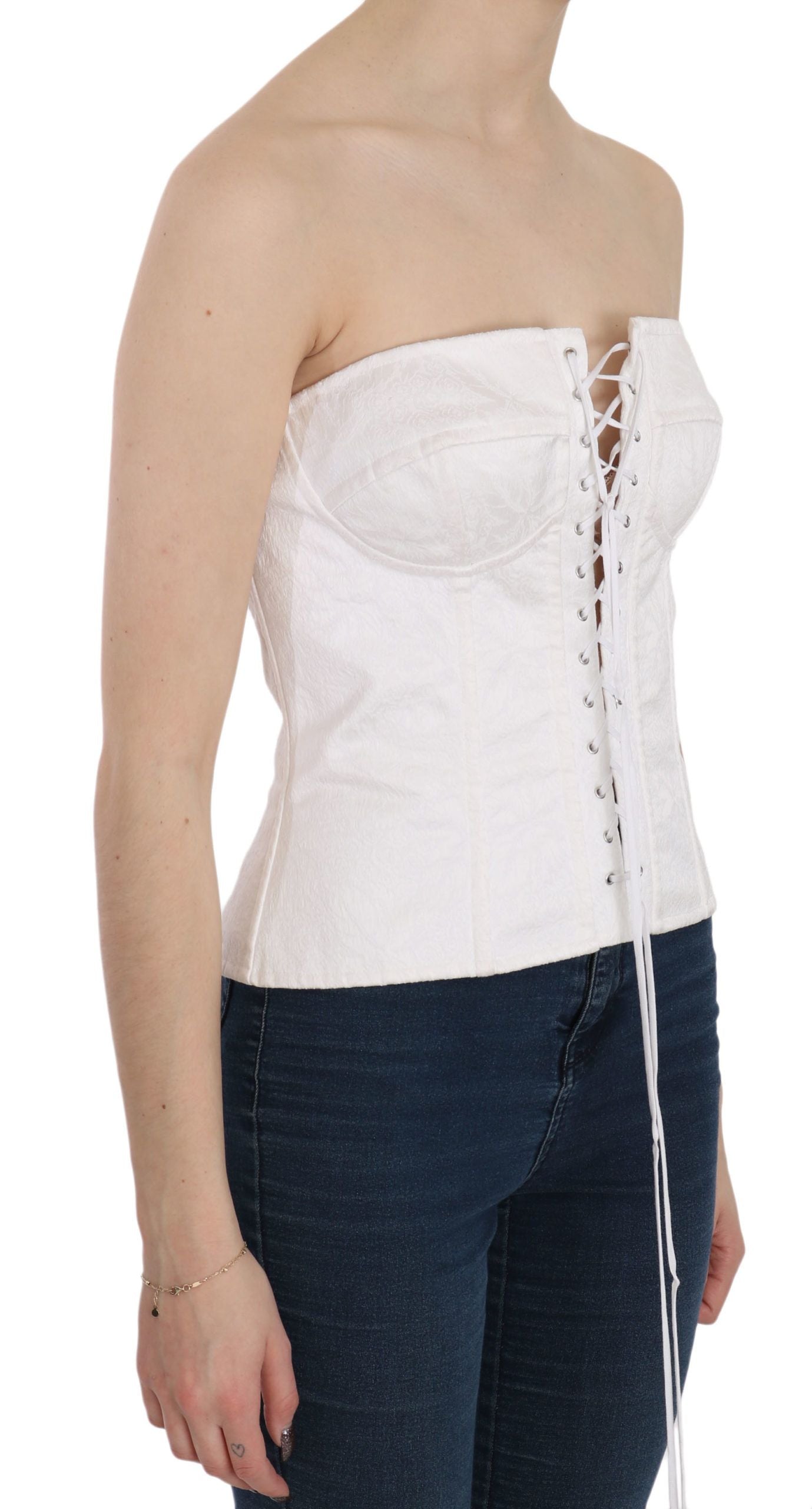 Dolce &amp; Gabbana Weißes PALERMO-Bustier-Top-Korsett aus Baumwolle