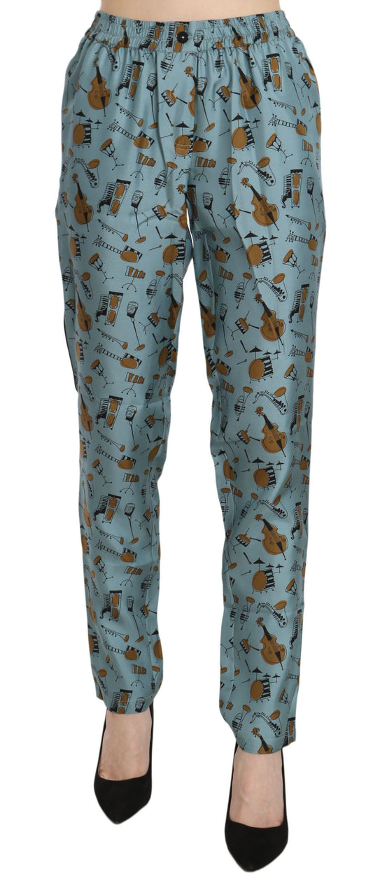 Dolce &amp; Gabbana – Karottenhose mit Musikinstrumenten-Print in Blau