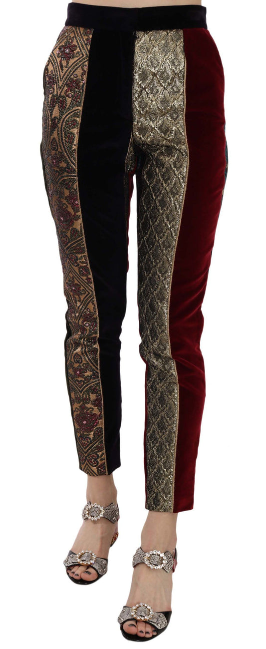 Dolce &amp; Gabbana – Mehrfarbige, verkürzte, schmal zulaufende Jacquard-Hose