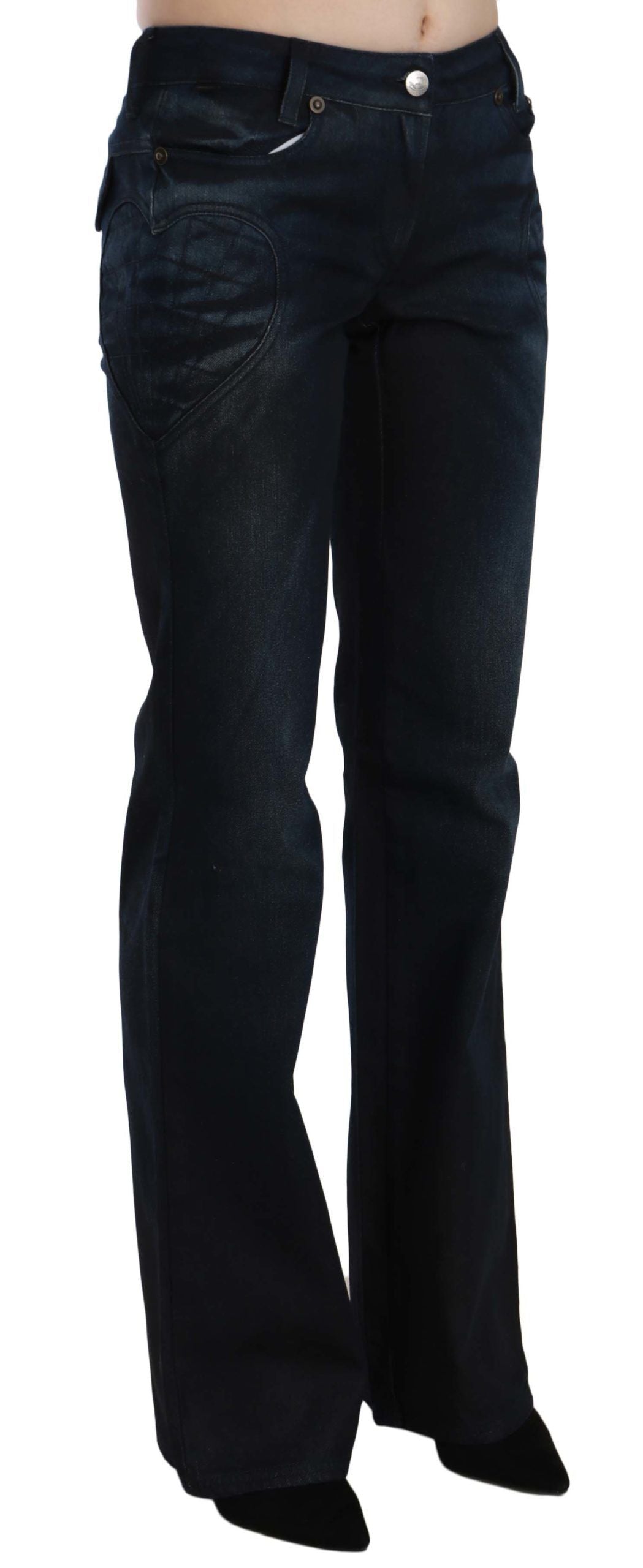 Just Cavalli – Blau verwaschene, gerade Jeanshose mit mittlerer Taille