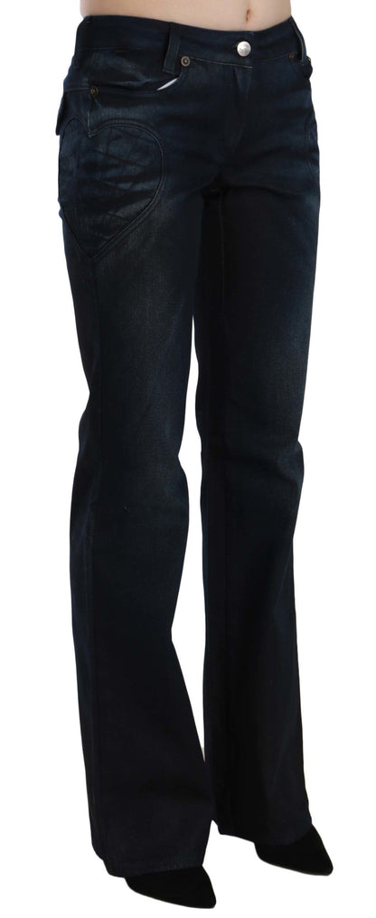 Just Cavalli – Blau verwaschene, gerade Jeanshose mit mittlerer Taille