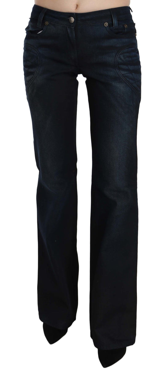Just Cavalli – Blau verwaschene, gerade Jeanshose mit mittlerer Taille