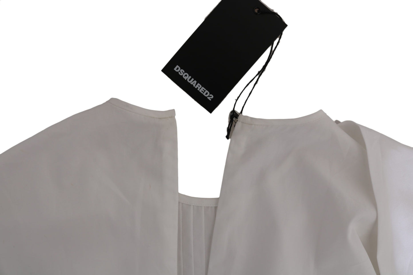 Dsquared² Weiße Baumwollbluse mit Rundhalsausschnitt und langen Ärmeln