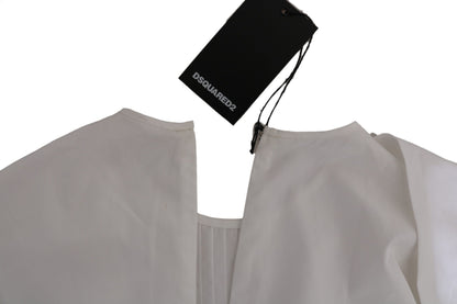 Dsquared² Weiße Baumwollbluse mit Rundhalsausschnitt und langen Ärmeln