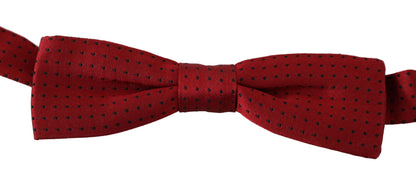 Dolce &amp; Gabbana Red Dotted Silk Adjustable Neck Papillon Bow Tie