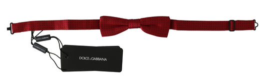 Dolce &amp; Gabbana Red Dotted Silk Adjustable Neck Papillon Bow Tie