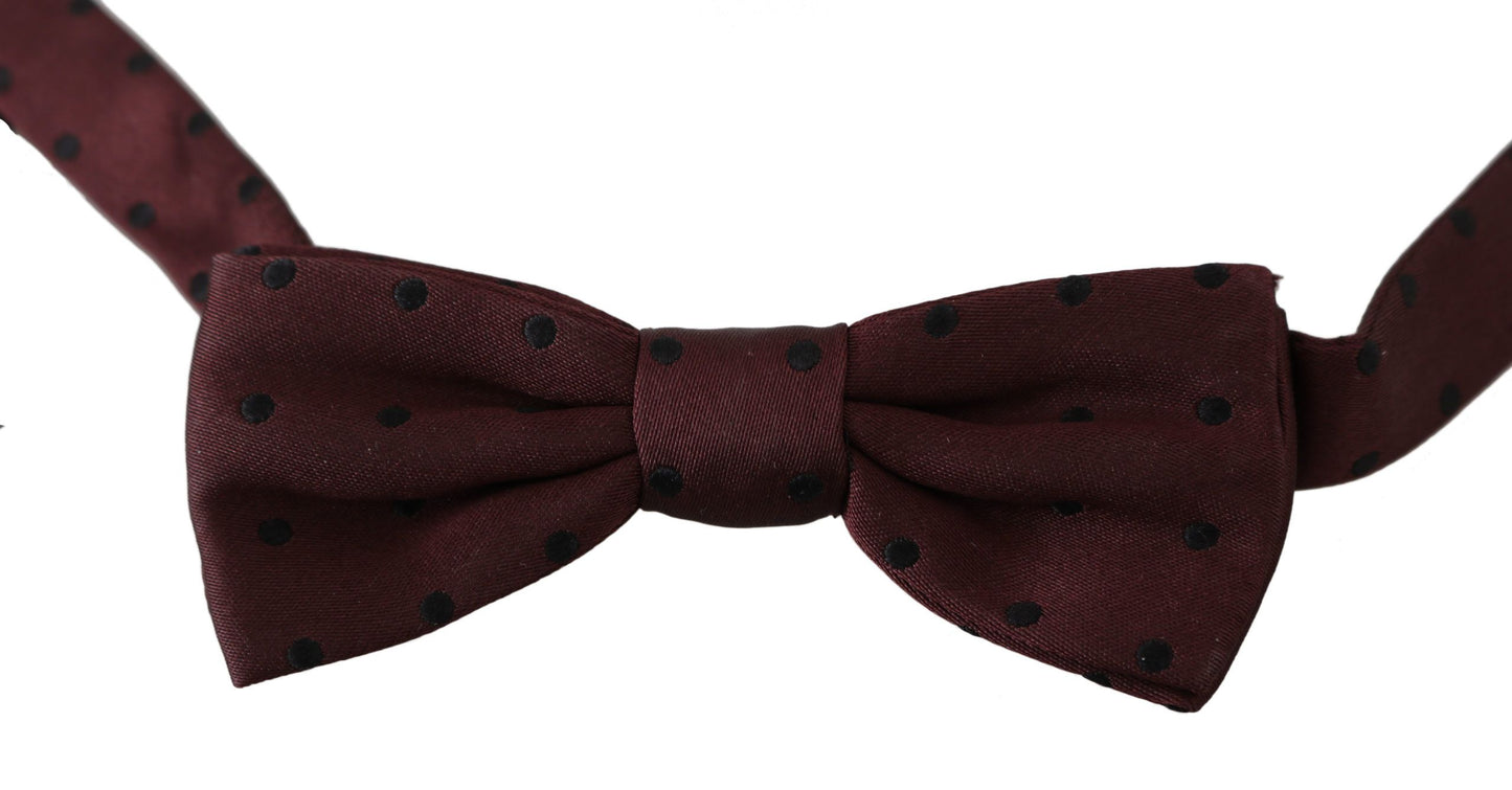 Dolce &amp; Gabbana Purple Dotted Silk Adjustable Neck Papillon Bow Tie