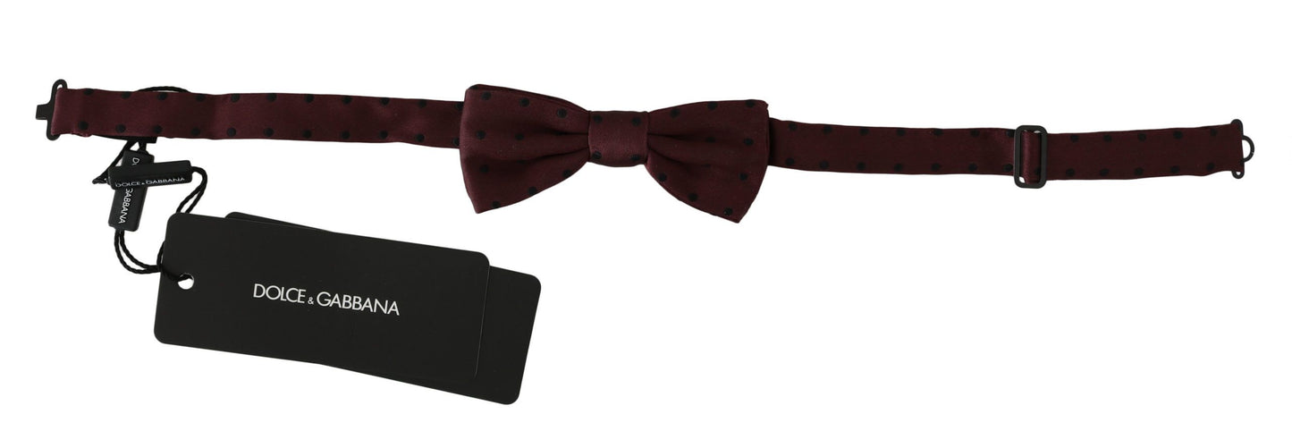 Dolce &amp; Gabbana Purple Dotted Silk Adjustable Neck Papillon Bow Tie