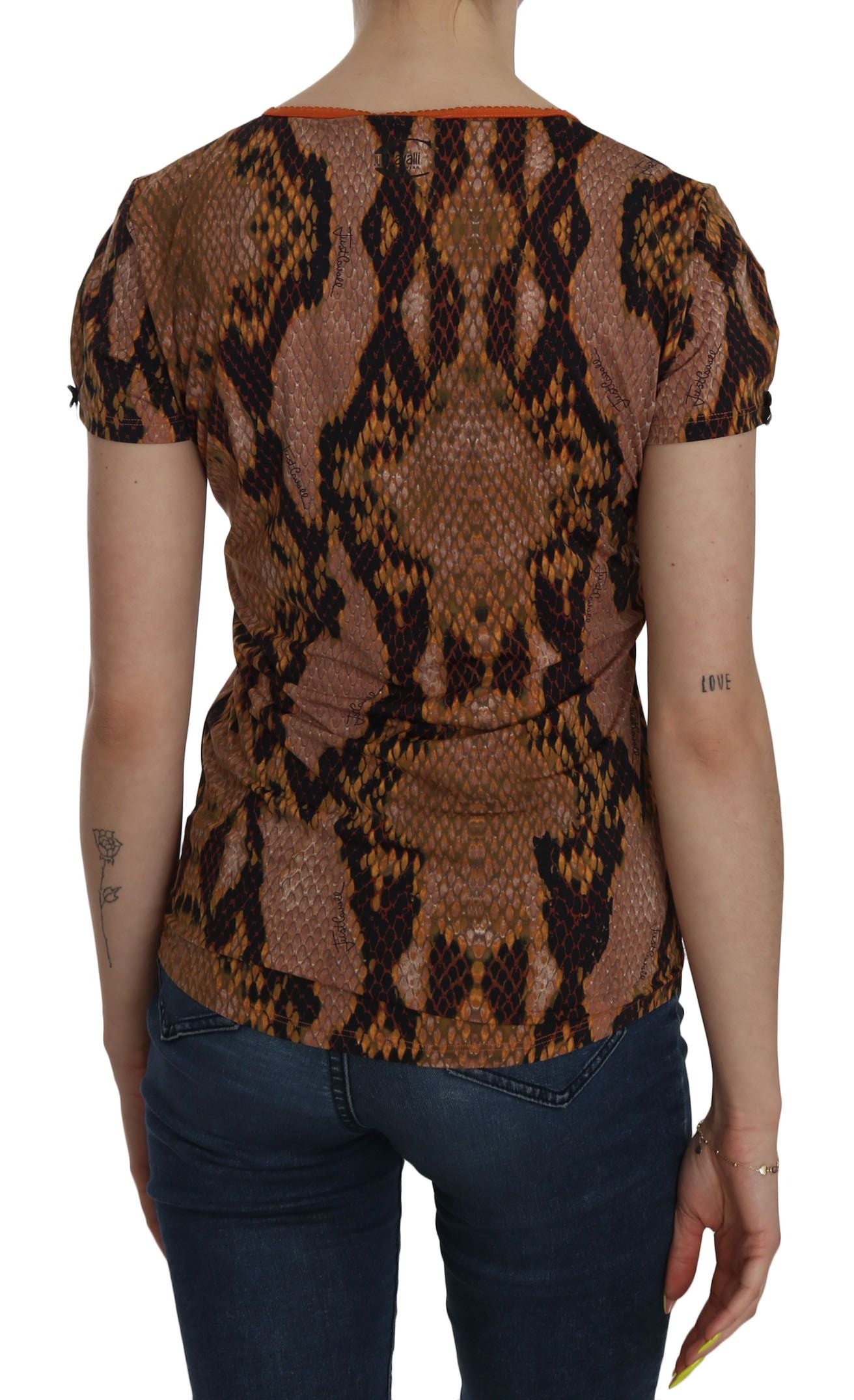 Just Cavalli – T-Shirt mit Schlangenhaut-Print und kurzen Ärmeln
