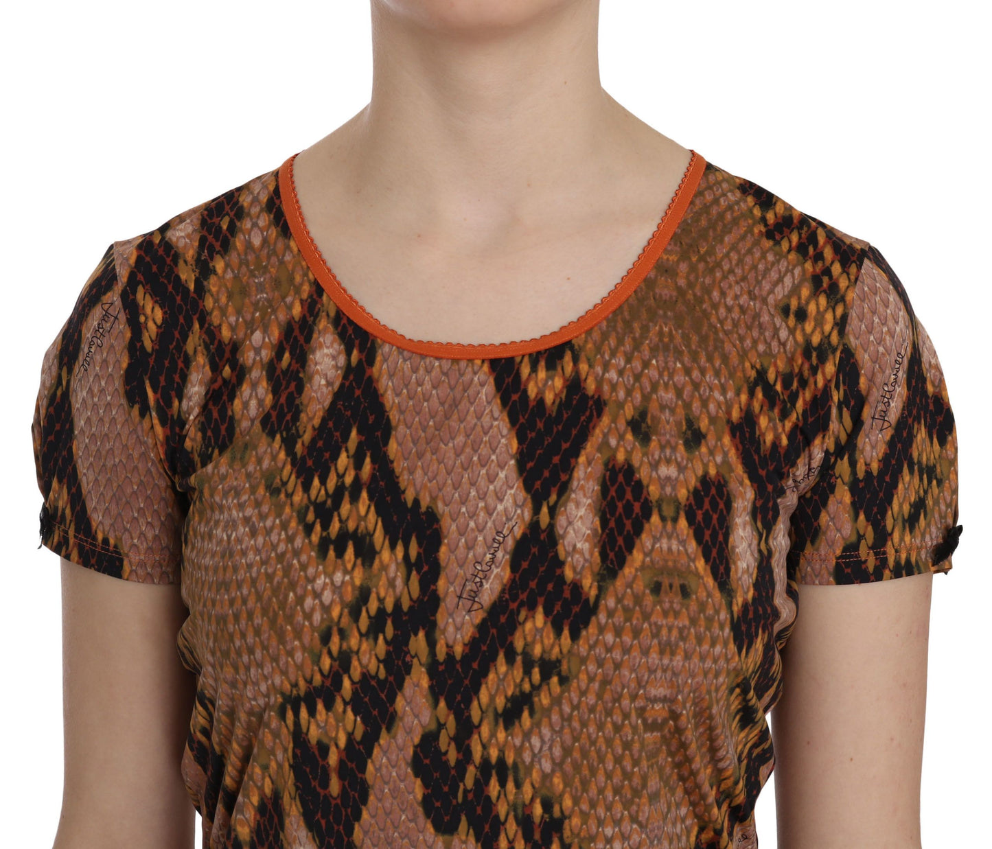 Just Cavalli – T-Shirt mit Schlangenhaut-Print und kurzen Ärmeln