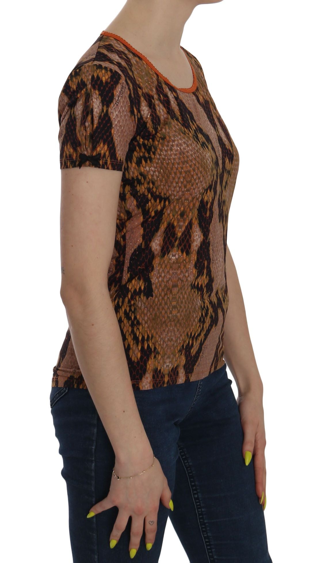 Just Cavalli – T-Shirt mit Schlangenhaut-Print und kurzen Ärmeln