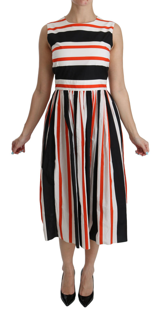 Dolce &amp; Gabbana – A-Linien-Midikleid mit Plissee und mehrfarbigen Streifen