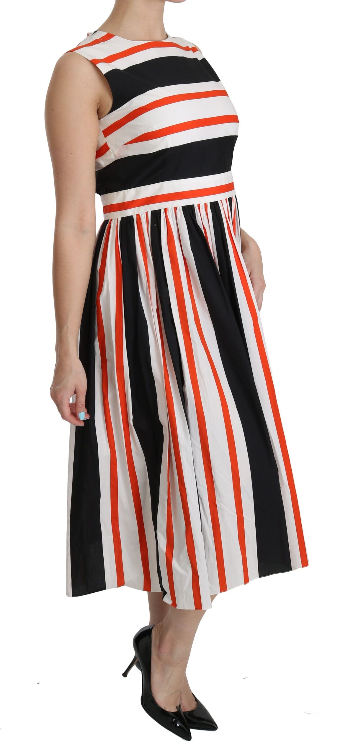 Dolce &amp; Gabbana – A-Linien-Midikleid mit Plissee und mehrfarbigen Streifen