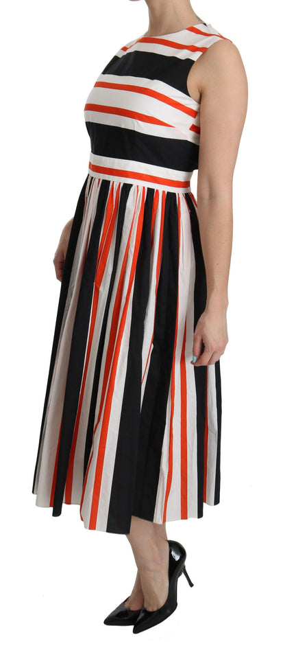 Dolce &amp; Gabbana – A-Linien-Midikleid mit Plissee und mehrfarbigen Streifen