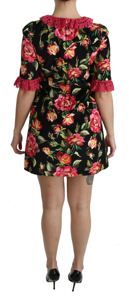 Dolce &amp; Gabbana – A-Linien-Etuikleid aus geblümter rosa Spitze
