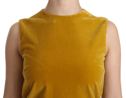 Dolce &amp; Gabbana – Senfgelbes Stretch-Etuikleid aus Samt