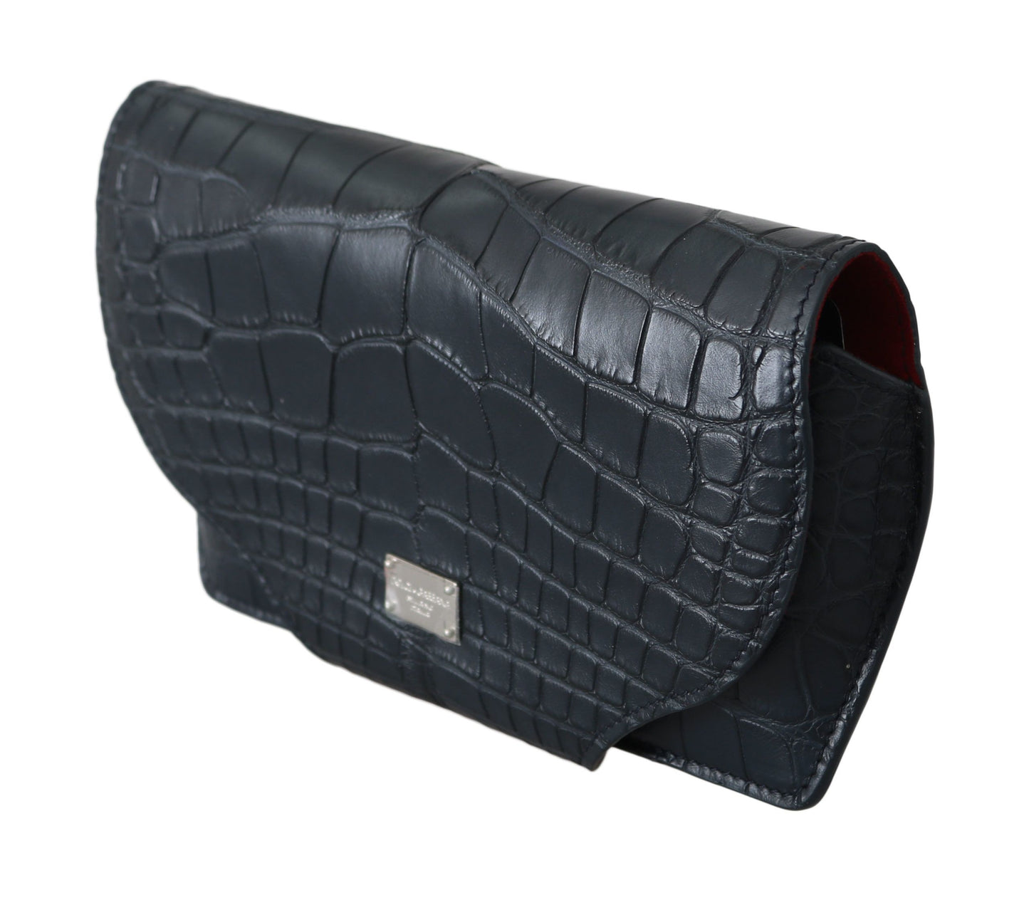 Dolce &amp; Gabbana Blaues Krokodil-Etui für Sonnenbrillen