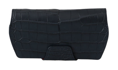 Dolce &amp; Gabbana Blaues Krokodil-Etui für Sonnenbrillen