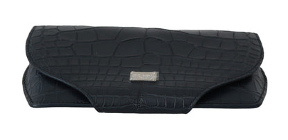 Dolce &amp; Gabbana Blaues Krokodil-Etui für Sonnenbrillen