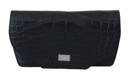 Dolce &amp; Gabbana Blaues Krokodil-Etui für Sonnenbrillen