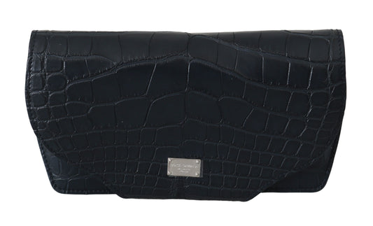 Dolce &amp; Gabbana Blaues Krokodil-Etui für Sonnenbrillen