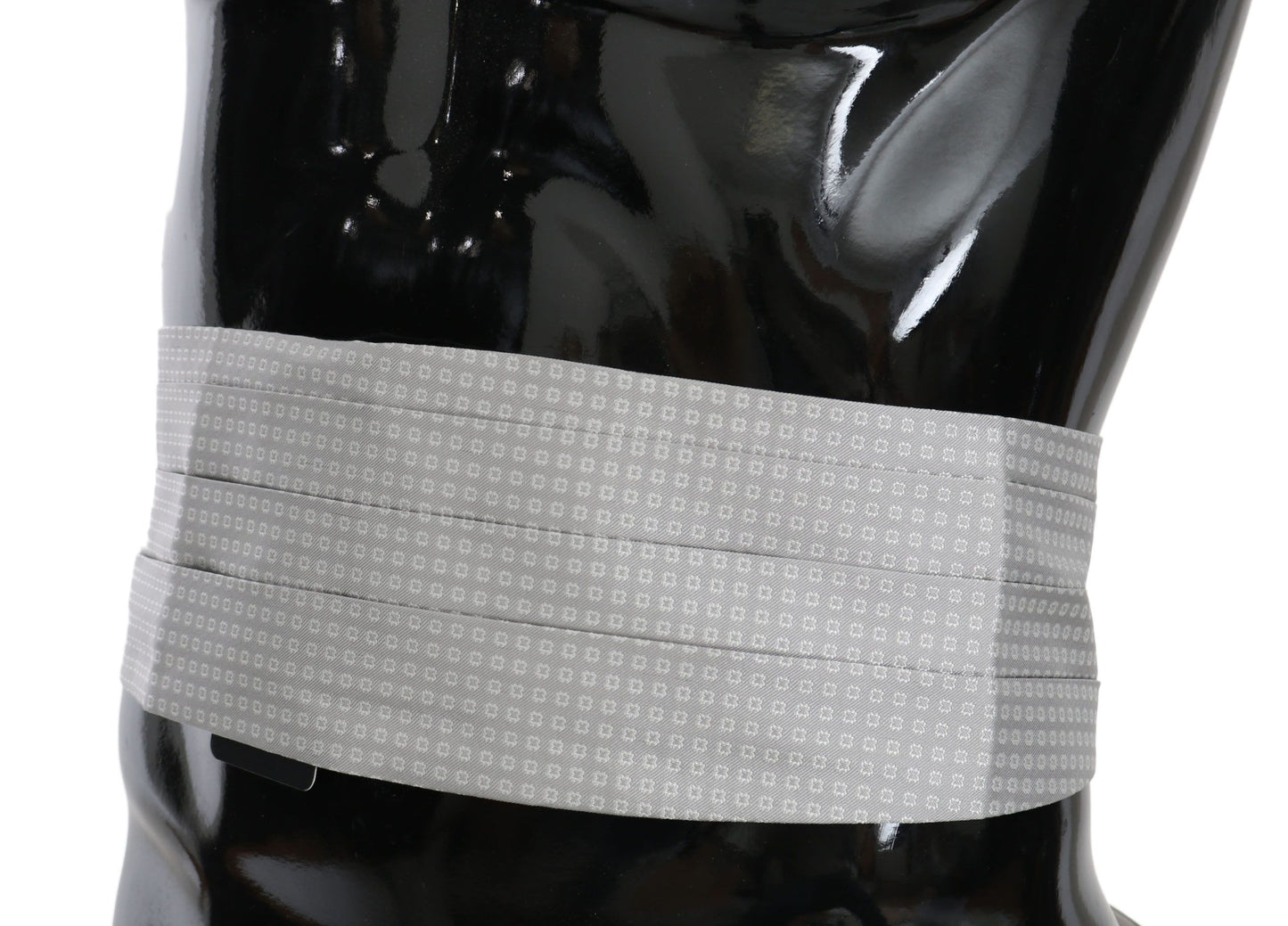 Dolce &amp; Gabbana Gray Patterned Waist Belt Silk Cummerbund