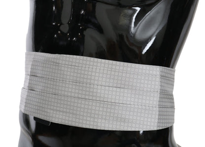 Dolce &amp; Gabbana Gray Patterned Waist Belt Silk Cummerbund