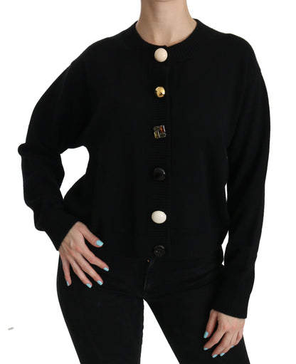Dolce &amp; Gabbana – Schwarzer Cardigan mit Knopfverzierung