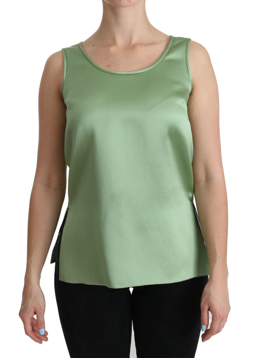 Dolce &amp; Gabbana – Grüne, ärmellose Tank-Bluse aus 100 % Seide