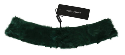 Dolce &amp; Gabbana – Grüner Wickelschal aus Lammfell mit Pelzkragen