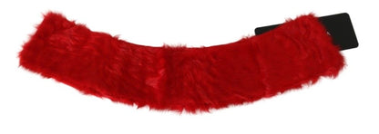 Dolce &amp; Gabbana – Roter Wickelschal aus Lammfell mit Pelzkragen