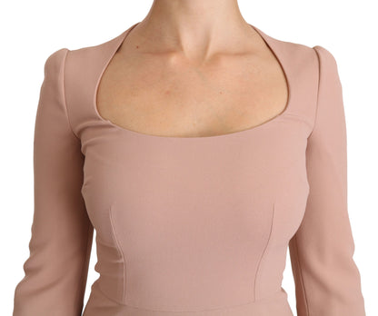 Dolce &amp; Gabbana – A-Linien-Kleid aus Viskose mit 3/4-Ärmeln, Rosa