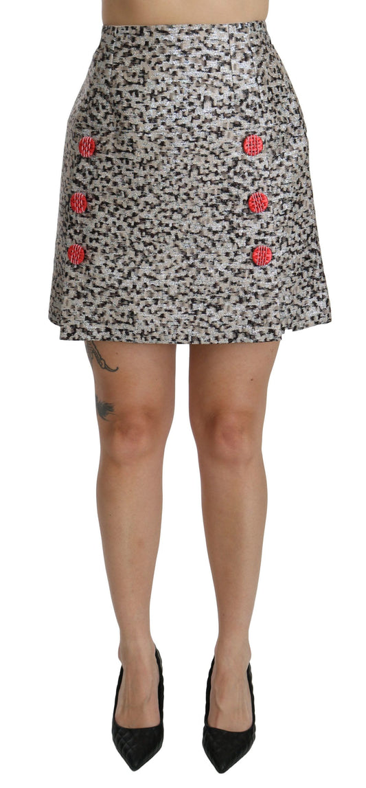Dolce &amp; Gabbana – A-Linien-Rock mit hoher Taille und silbernem Muster