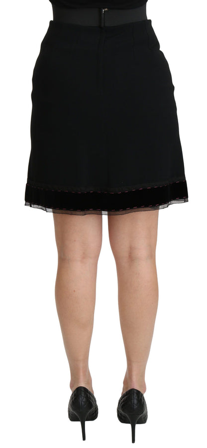 Dolce &amp; Gabbana – Schwarzer A-Linien-Minirock aus Viskose mit hoher Taille