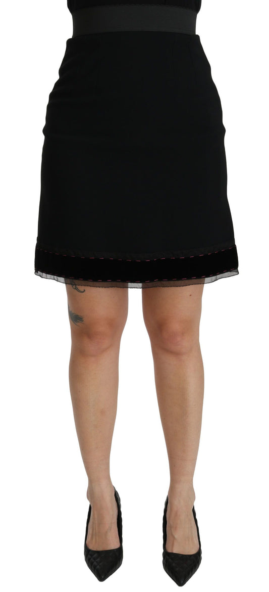 Dolce &amp; Gabbana – Schwarzer A-Linien-Minirock aus Viskose mit hoher Taille