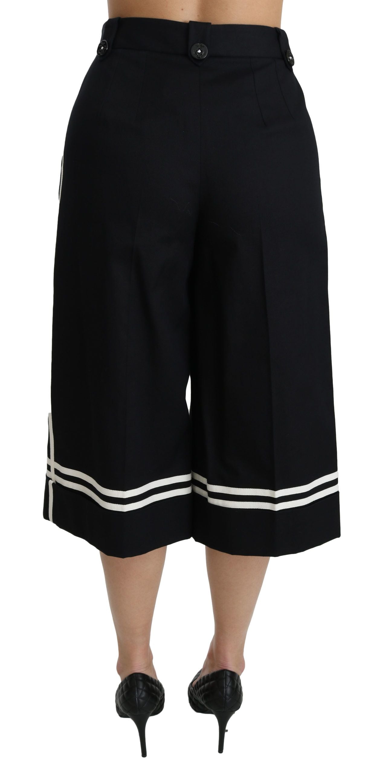 Dolce &amp; Gabbana – Schwarze Palazzo-Shorts mit Zitronenverzierung