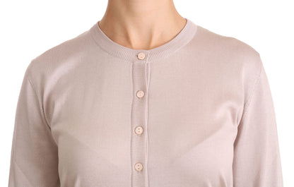 Dolce &amp; Gabbana Seidenpullover mit langen Ärmeln und Spitze in Rosa